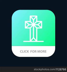 Celebration, Christian, Cross, Easter Mobile App Button. Android and IOS Line Version