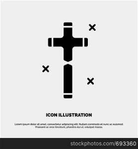 Celebration, Christian, Cross, Easter solid Glyph Icon vector