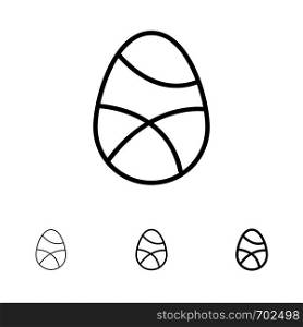 Celebration, Decoration, Easter, Egg, Holiday Bold and thin black line icon set