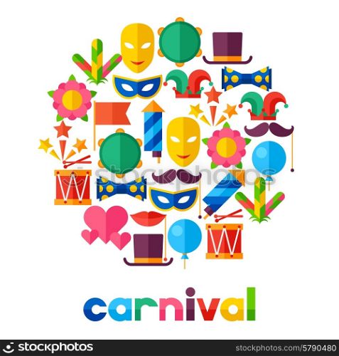 Celebration festive background with carnival flat icons and objects. Celebration festive background with carnival flat icons and objects.