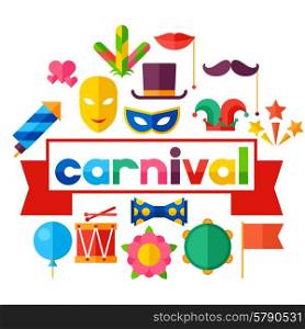 Celebration festive background with carnival flat icons and objects. Celebration festive background with carnival flat icons and objects.