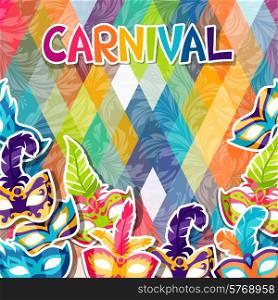 Celebration festive background with carnival masks stickers.. Celebration festive background with carnival masks stickers