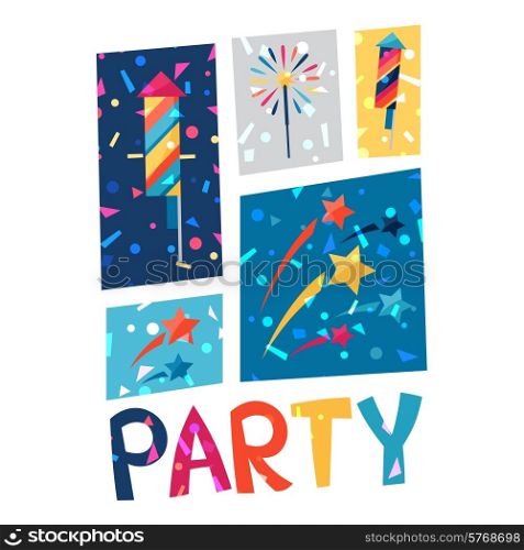 Celebration festive party poster with shiny confetti.