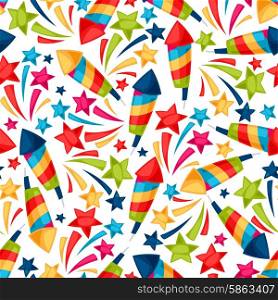 Celebration festive seamless pattern with colorful fireworks. Celebration festive seamless pattern with colorful fireworks.