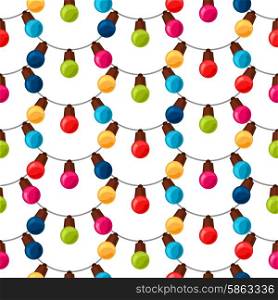 Celebration festive seamless pattern with garland bulbs. Celebration festive seamless pattern with garland bulbs.