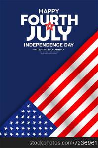 Celebration flag of america independence day Fourth of July poster design on blue background, vector illustration