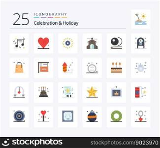 Celebration   Holiday 25 Flat Color icon pack including holiday. church. love. celebration. holiday