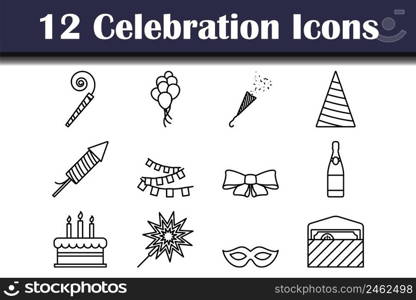 Celebration Icon Set. Bold outline design with editable stroke width. Vector Illustration.