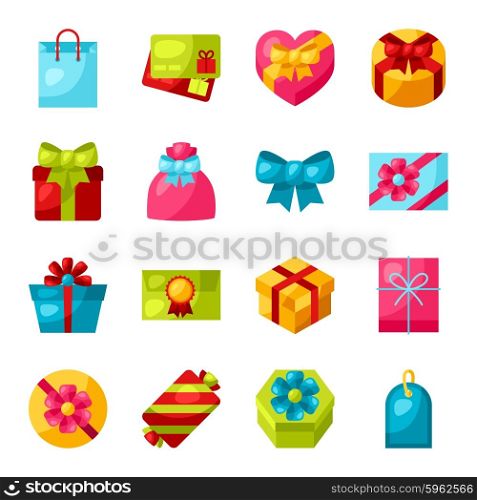 Celebration icon set of colorful gift boxes. Celebration icon set of colorful gift boxes.