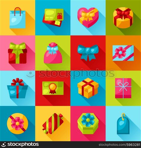 Celebration icon set of colorful gift boxes. Celebration icon set of colorful gift boxes.