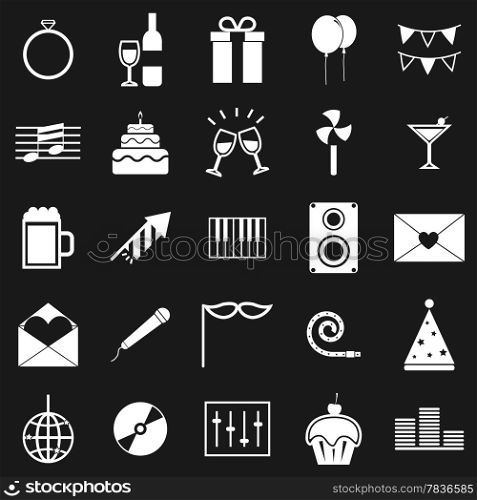 Celebration icons on black background, stock vector