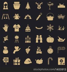 Celebration icons set. Simple style of 36 celebration vector icons for web for any design. Celebration icons set, simple style