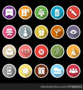 Celebration icons with long shadow, stock vector