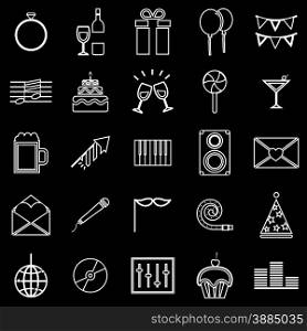Celebration line icons on black background, stock vector