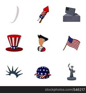 Celebration of independence day USA icons set. Cartoon illustration of 9 celebration of independence day USA vector icons for web. Celebration of independence day USA icons set