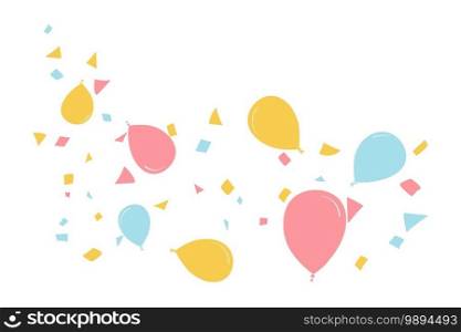 Celebration party balloons and confetti for fun event vector background