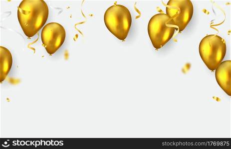 Celebration party banner with Gold balloons background. Sale Vector illustration.