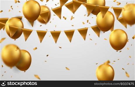 Celebration party banner with Gold balloons background. Sale Vector illustration.