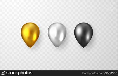 Celebration party banner with set balloons Chrome background. Sale Vector illustration. Grand Opening Card luxury greeting rich.