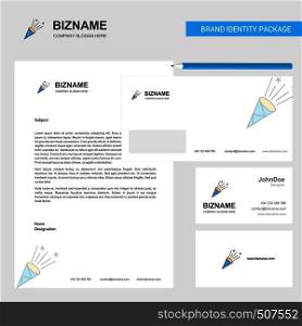 Celebration pop Business Letterhead, Envelope and visiting Card Design vector template