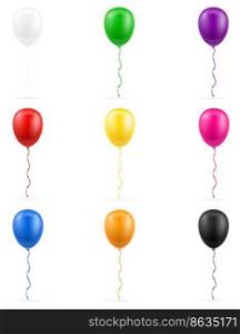 celebratory balloons pumped helium with ribbon stock vector illustration isolated on white background