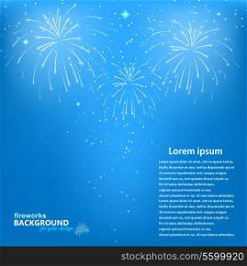 Celebratory fireworks on a blue background