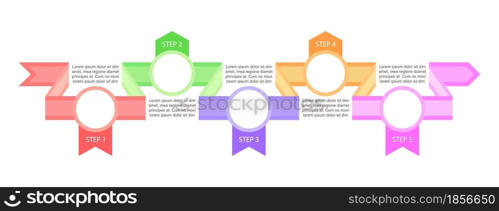 Celebratory infographic chart design template. Anniversary event info. Abstract vector infochart with blank copy spaces. Instructional graphics with 5 step sequence. Visual data presentation. Celebratory infographic chart design template