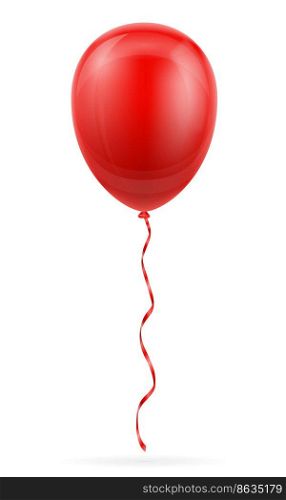 celebratory red balloon pumped helium with ribbon stock vector illustration isolated on white background