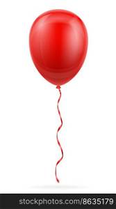 celebratory red balloon pumped helium with ribbon stock vector illustration isolated on white background