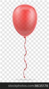celebratory transparent red balloon pumped helium with ribbon stock vector illustration isolated on white background