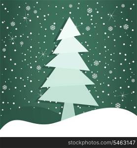 Celebratory tree3. Christmas tree on a green background. A vector illustration