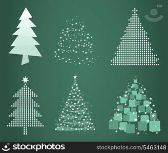 Celebratory tree4. Set of Christmas trees on a green background. A vector illustration the grey