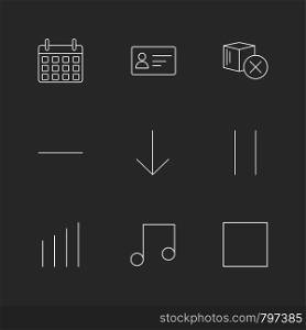 celender , credit card , music , graph , user interface icons , arrows , navigation , wifi , internet , technology , apps , icon, vector, design, flat, collection, style, creative, icons