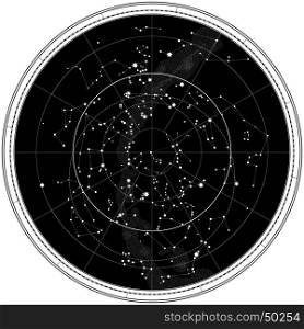 Celestial Map of The Night Sky. Astronomical Chart of Northern Hemisphere. (EPS-8).