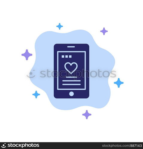 Cell, Love, Phone, Wedding Blue Icon on Abstract Cloud Background