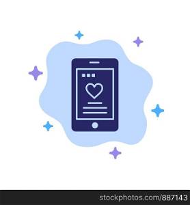 Cell, Love, Phone, Wedding Blue Icon on Abstract Cloud Background