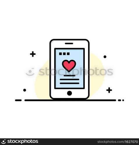 Cell, Love, Phone, Wedding  Business Flat Line Filled Icon Vector Banner Template