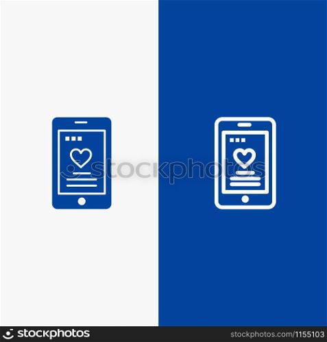 Cell, Love, Phone, Wedding Line and Glyph Solid icon Blue banner Line and Glyph Solid icon Blue banner