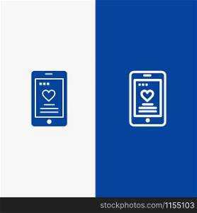 Cell, Love, Phone, Wedding Line and Glyph Solid icon Blue banner Line and Glyph Solid icon Blue banner