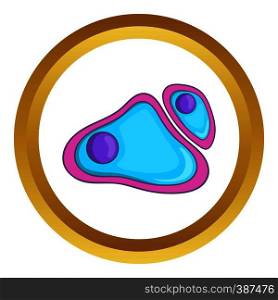 Cell nucleus vector icon in golden circle, cartoon style isolated on white background. Cell nucleus vector icon