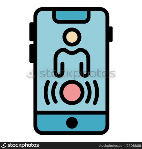 Cell video call icon. Outline cell video call vector icon color flat isolated. Cell video call icon color outline vector
