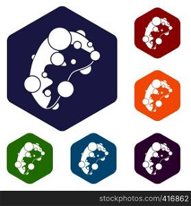 Cell virus icons set rhombus in different colors isolated on white background. Cell virus icons set