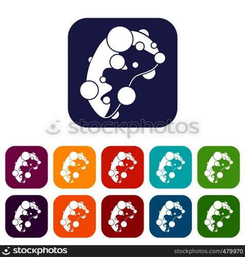 Cell virus icons set vector illustration in flat style in colors red, blue, green, and other. Cell virus icons set