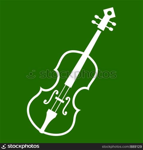 Cello icon white isolated on green background. Vector illustration. Cello icon green