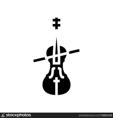 cello orchestra music instrument glyph icon vector. cello orchestra music instrument sign. isolated contour symbol black illustration. cello orchestra music instrument glyph icon vector illustration