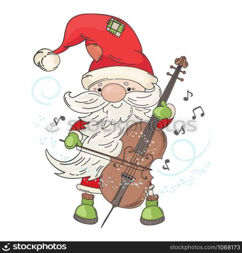 CELLO SANTA Merry Christmas Musician Vector Illustration Set