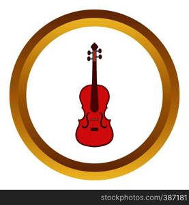 Cello vector icon in golden circle, cartoon style isolated on white background. Cello vector icon