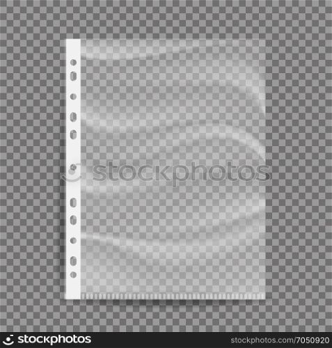 Cellophane Business File Vector. A4 Size. Empty Plastic Bag. Document Protector. Transparent Plastic Sleeve. Isolated On Transparent Background Illustration. Plastic File Vector. A4 Size. Store And Protect Paper Documents. Business Form Pocket Mock Up. Isolated On Transparent Background Illustration