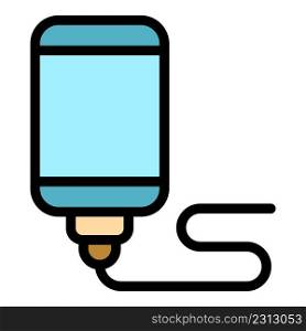 Cellphone charger icon. Outline cellphone charger vector icon color flat isolated. Cellphone charger icon color outline vector