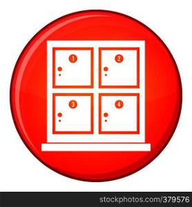 Cells for storage in the supermarket icon in red circle isolated on white background vector illustration. Cells for storage in the supermarket icon